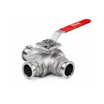 Válvula de Bola Tri-Clamp-Multipuerto de 3 Vías en Acero Inoxidable, Bray