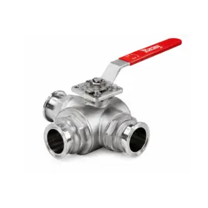 Válvulas de Bola Tri-Clamp-Multipuerto de 3 Vías en Acero Inoxidable, Bray