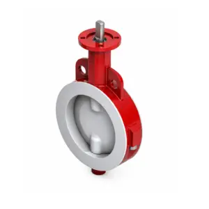 Válvula Mariposa Wafer-2 piezas con Cuerpo en Hierro Dúctil y Disco en Acero Inoxidable 17-4 ph (Recubierto en PTFE), Bray