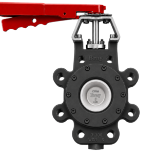 Industrial hand-crimping tool with a bright red handle and gray clamp body, jaws open
